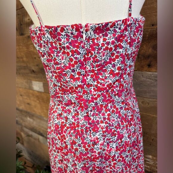 J Crew x Liberty of London Wiltshire Fit & Flare Midi Dress, Floral Berry, Sz 8T - Picture 4 of 17